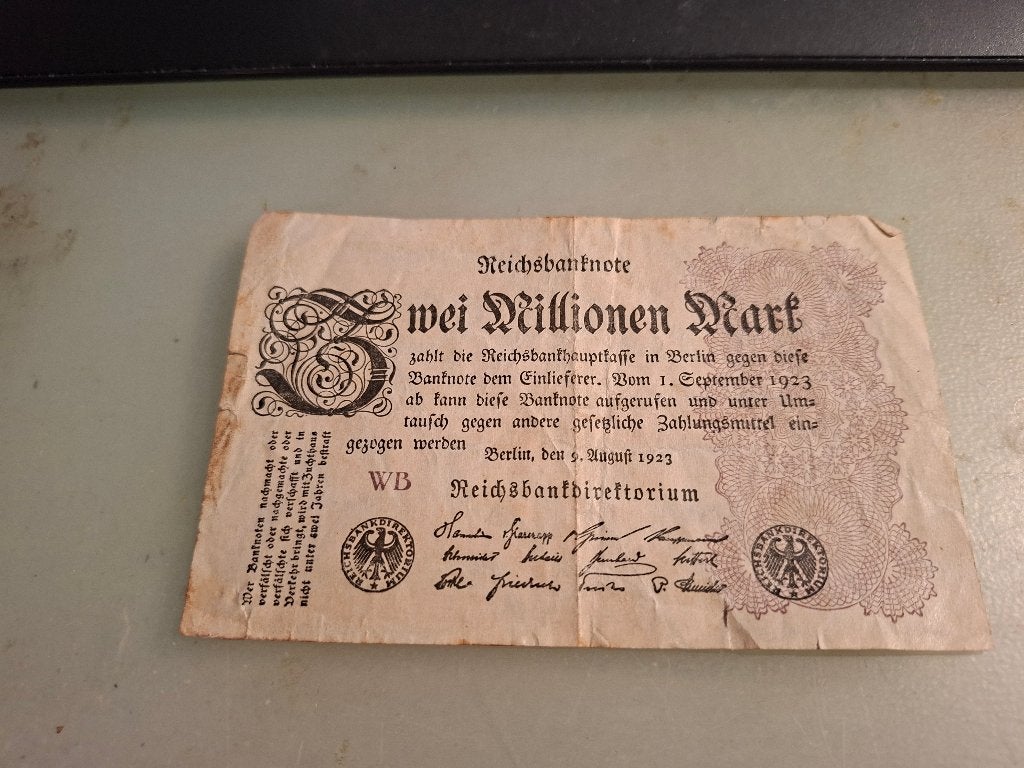 Reichsbanknote 2 Millionen Mark, 9 augustus 1923, Postzegels en Munten, Bankbiljetten | Europa | Niet-Eurobiljetten, Verzenden