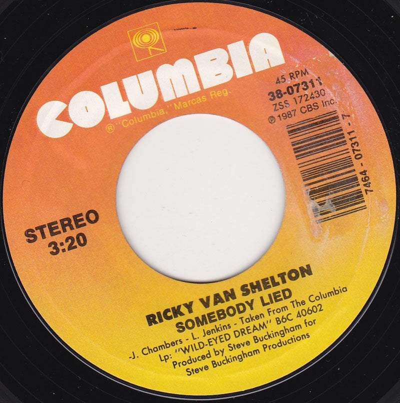 Ricky Van Shelton - Somebody Lied 7", Ophalen of Verzenden, Zo goed als nieuw, 7 inch, Country en Western