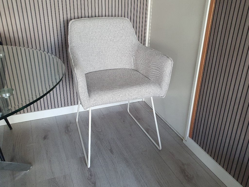 Eettafel stoel, Ophalen, Wit, Nieuw, Stof