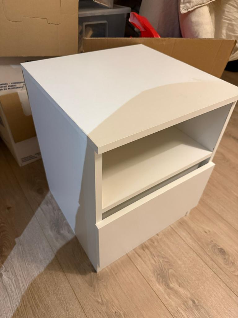 Wit Nachtkastje, Ophalen, Gebruikt, Minder dan 45 cm, Minder dan 55 cm