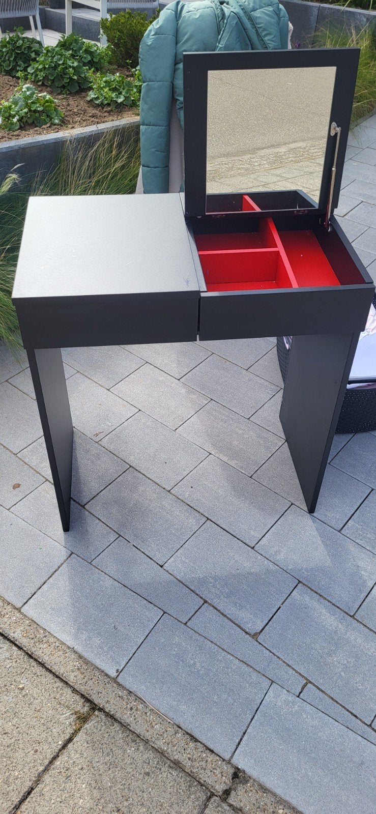 Make-up tafel met spiegel en opbergvakken - Zwart, Ophalen, Gebruikt, 50 tot 100 cm, Minder dan 100 cm