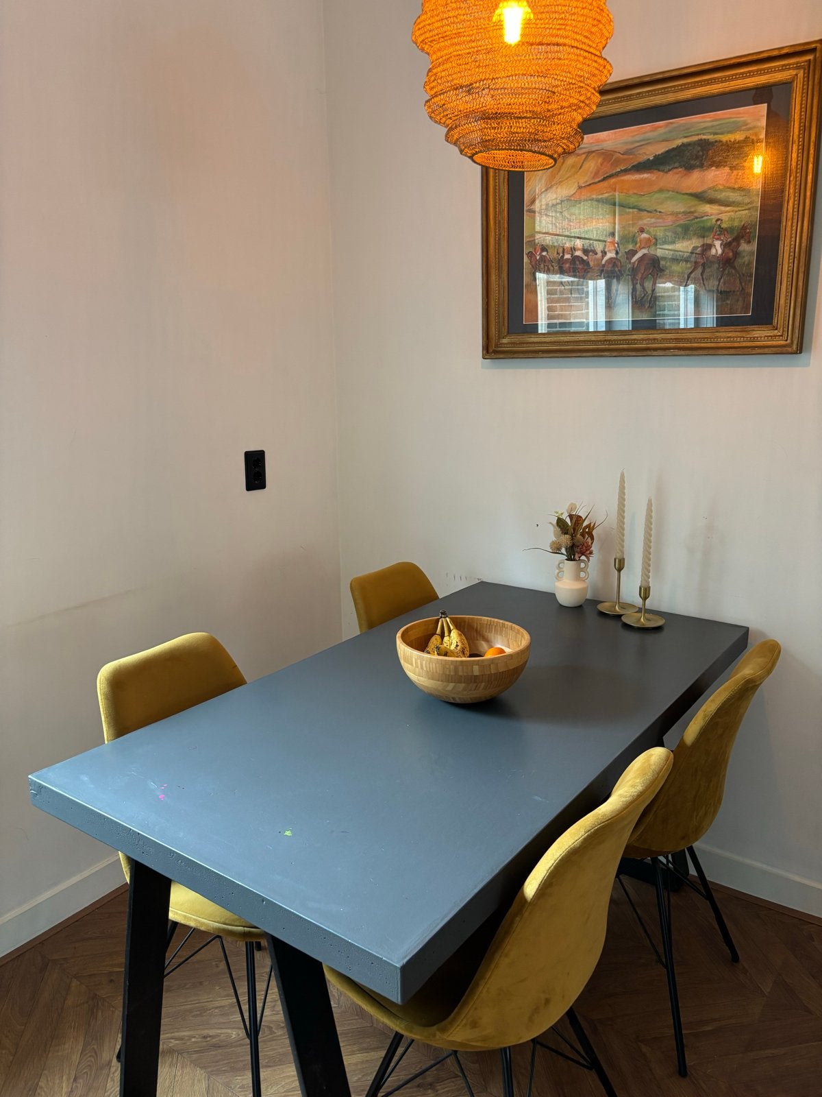 Betonnen eettafel met optioneel 4 stoelen, Ophalen, Overige materialen, Gebruikt, 100 tot 150 cm