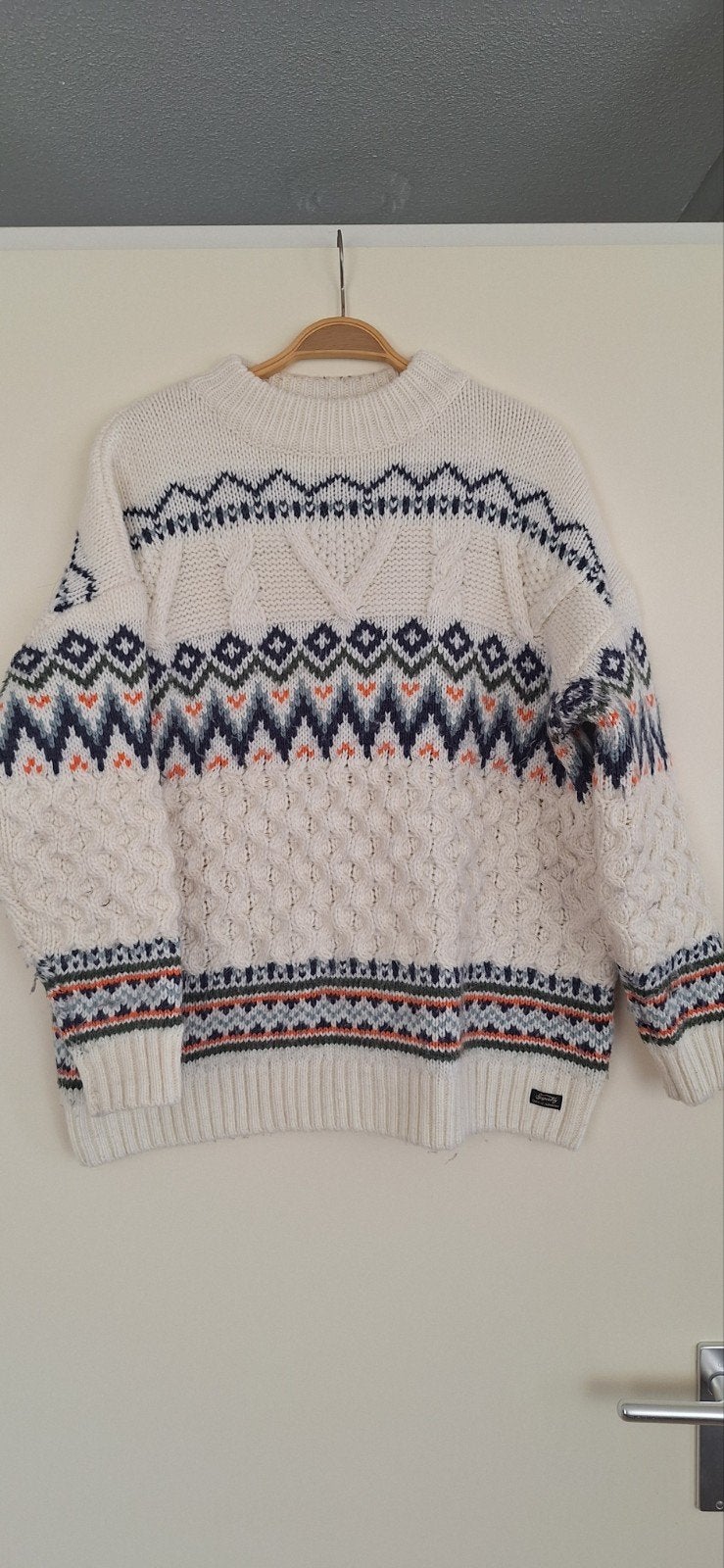 Superdry gebreide trui met Noorse print - Maat L, Superdry, Wit, Maat 42/44 (L), Ophalen of Verzenden