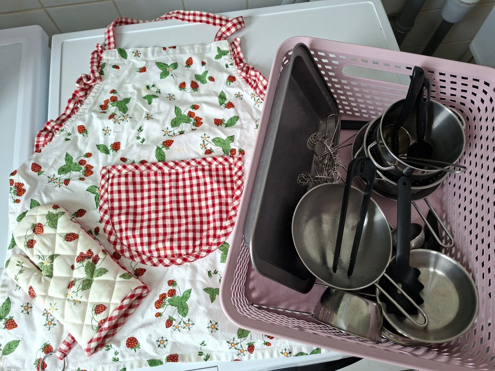 Keukenschort, ovenwant & speelgoed kookgerei set, Ophalen, Jongen of Meisje
