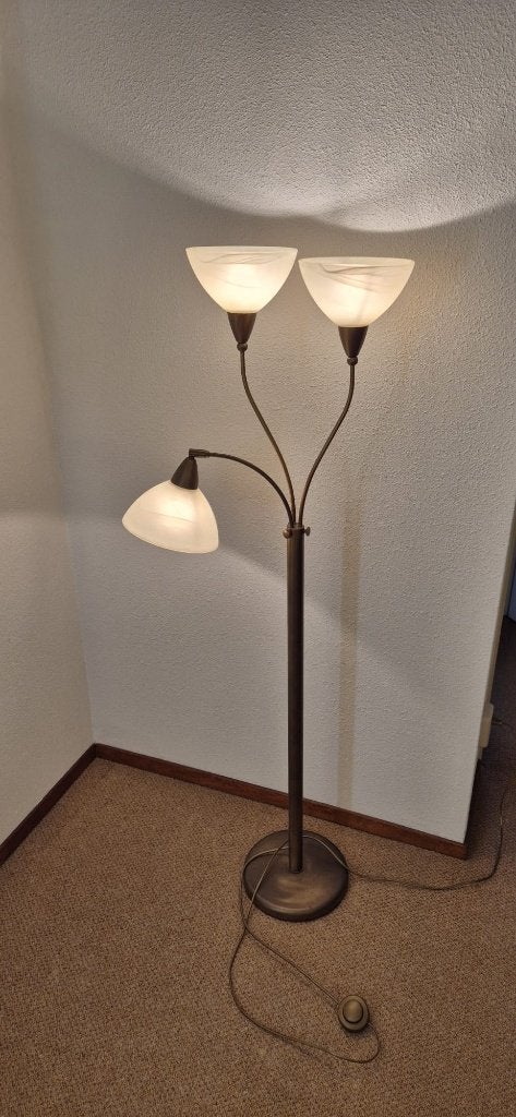 Te koop staande lamp met leeslamp, Ophalen, Klassiek, 150 tot 200 cm, Glas