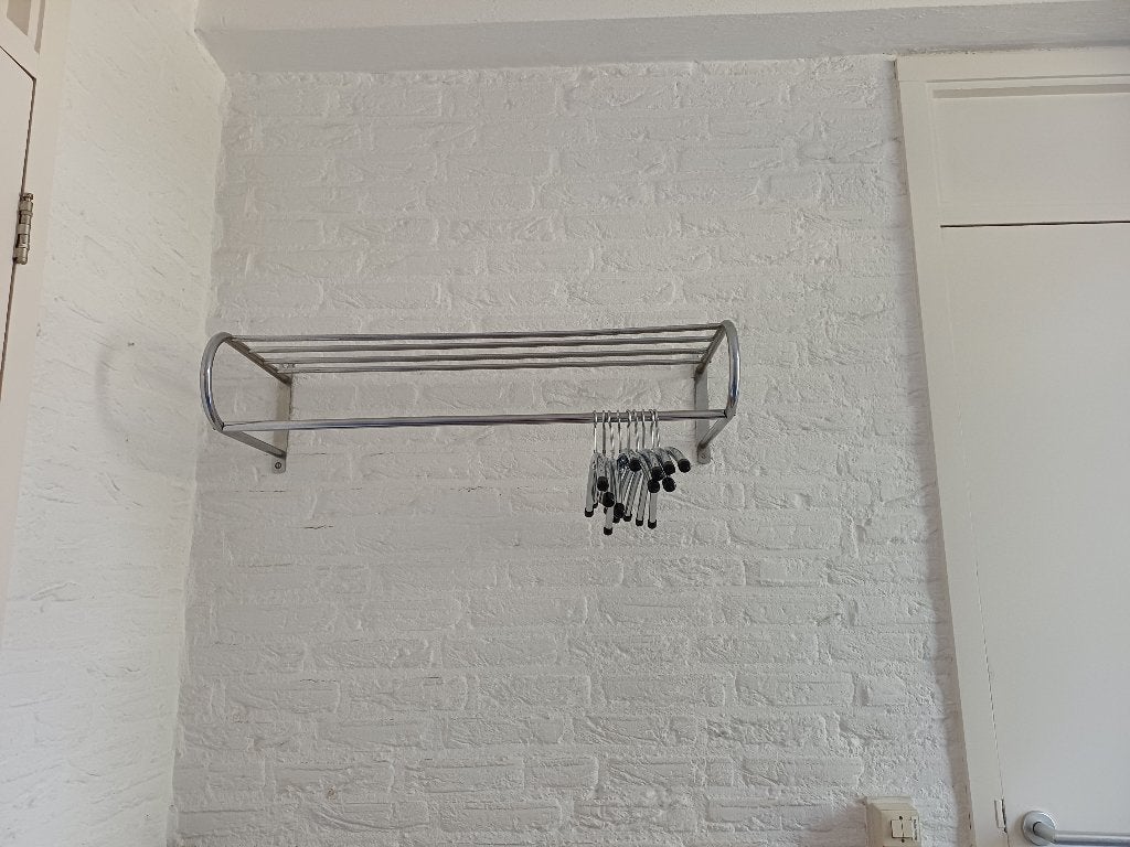 Metalen kapstok met hangers, Ophalen, Vintage, Gebruikt, Metaal