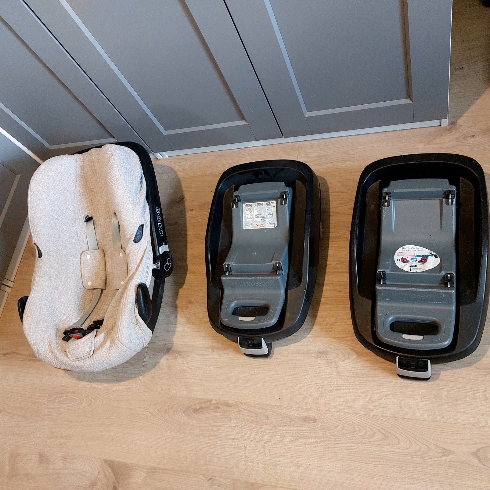 Maxi cosi + 2x Familyfix, Ophalen, Gebruikt, Isofix, 0 t/m 13 kg