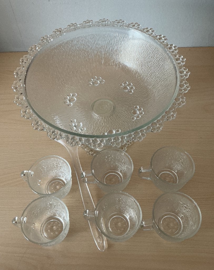 Glazen Bowlset - Punchset & Opscheplepel & Kopjes, Ophalen of Verzenden, Overige stijlen, Glas, Schaal of Schalen
