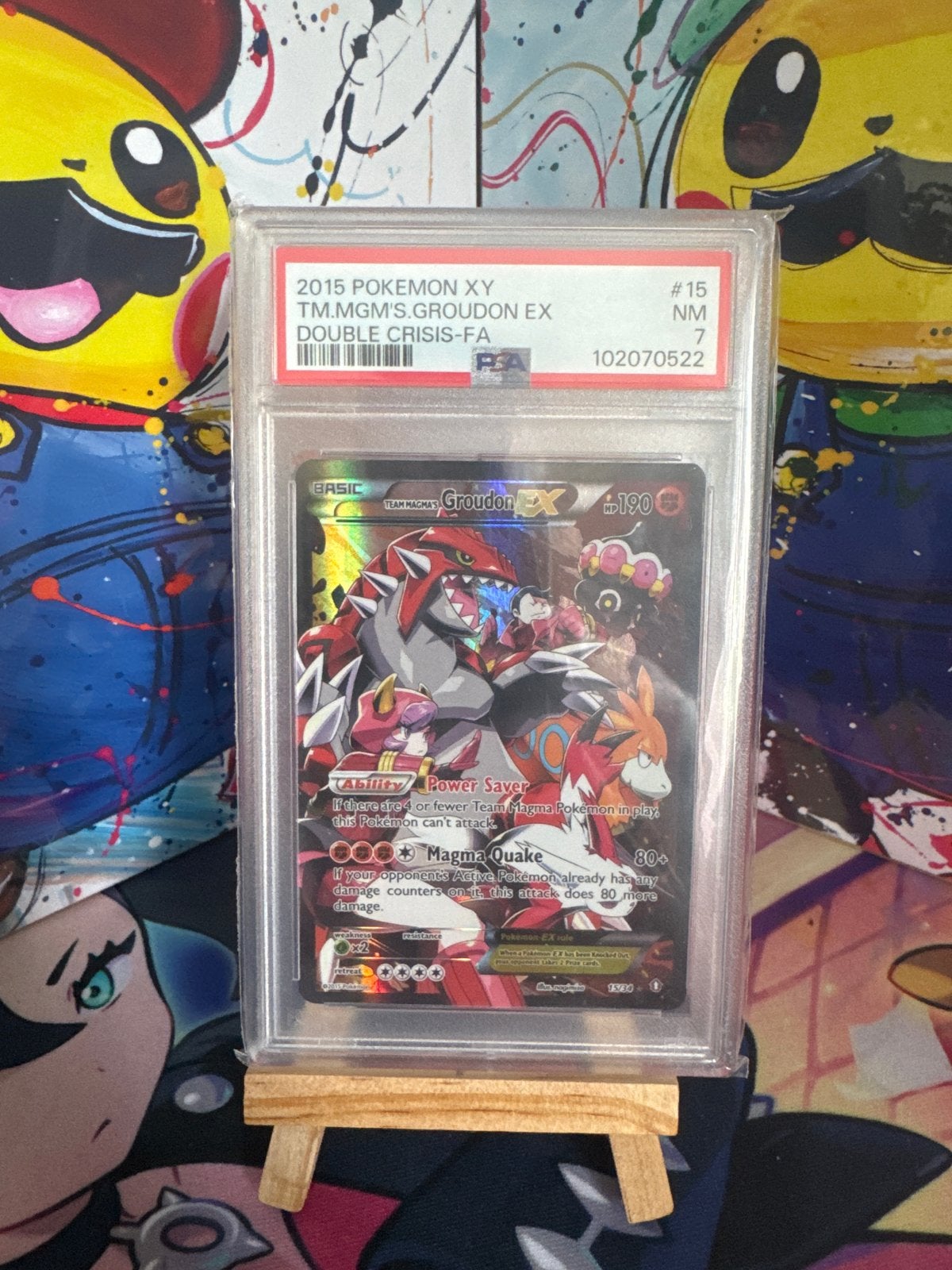 PSA 7: 2015 Pokémon XY TM.MGM'S.GROUDON EX Double Crisis-FA, Verzenden, Zo goed als nieuw, Losse kaart