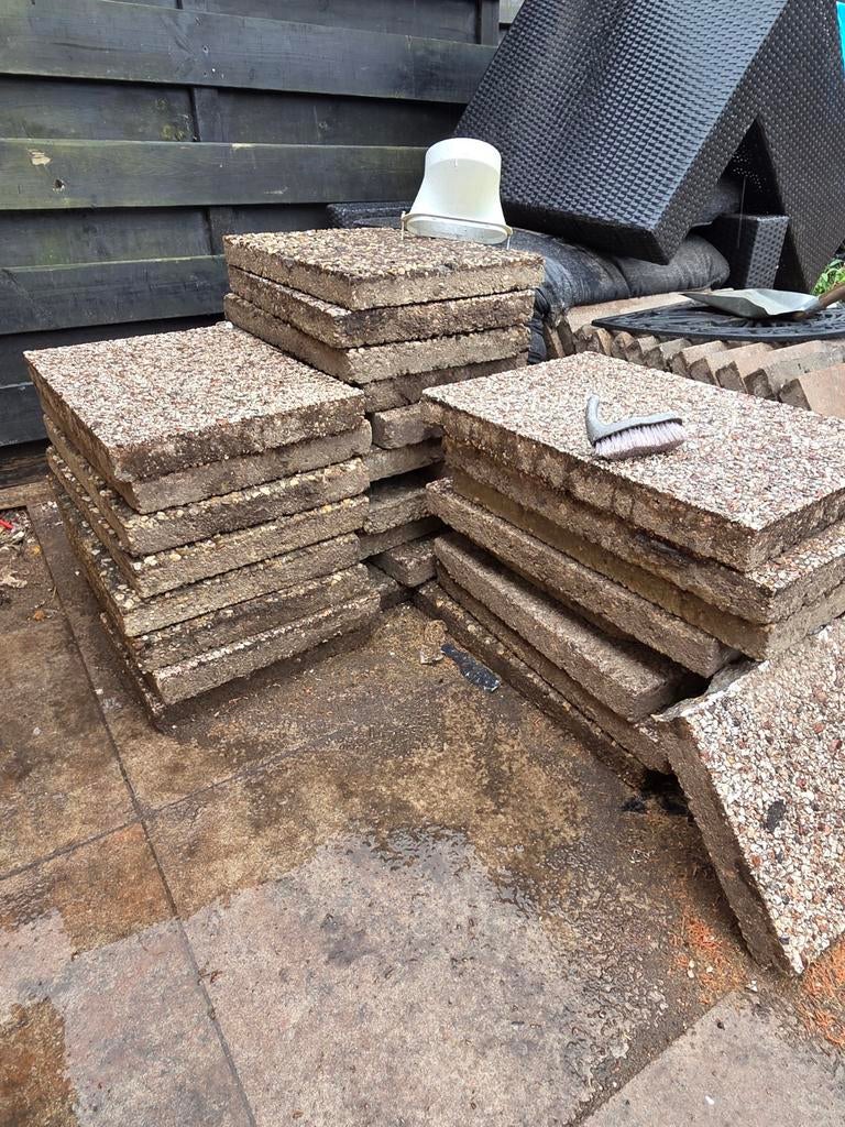 Grindtegels 60 40 22 stuks ophalen apeldoorn, Tuin en Terras, Ophalen, Gebruikt, Hout