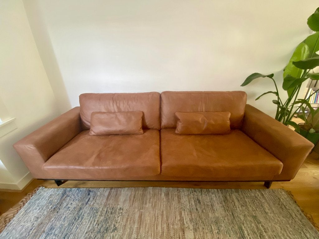 Leather Couch - Cognac Colour, Huis en Inrichting, Banken | Sofa's en Chaises Longues, Ophalen, Gebruikt, Driepersoons, 75 tot 100 cm