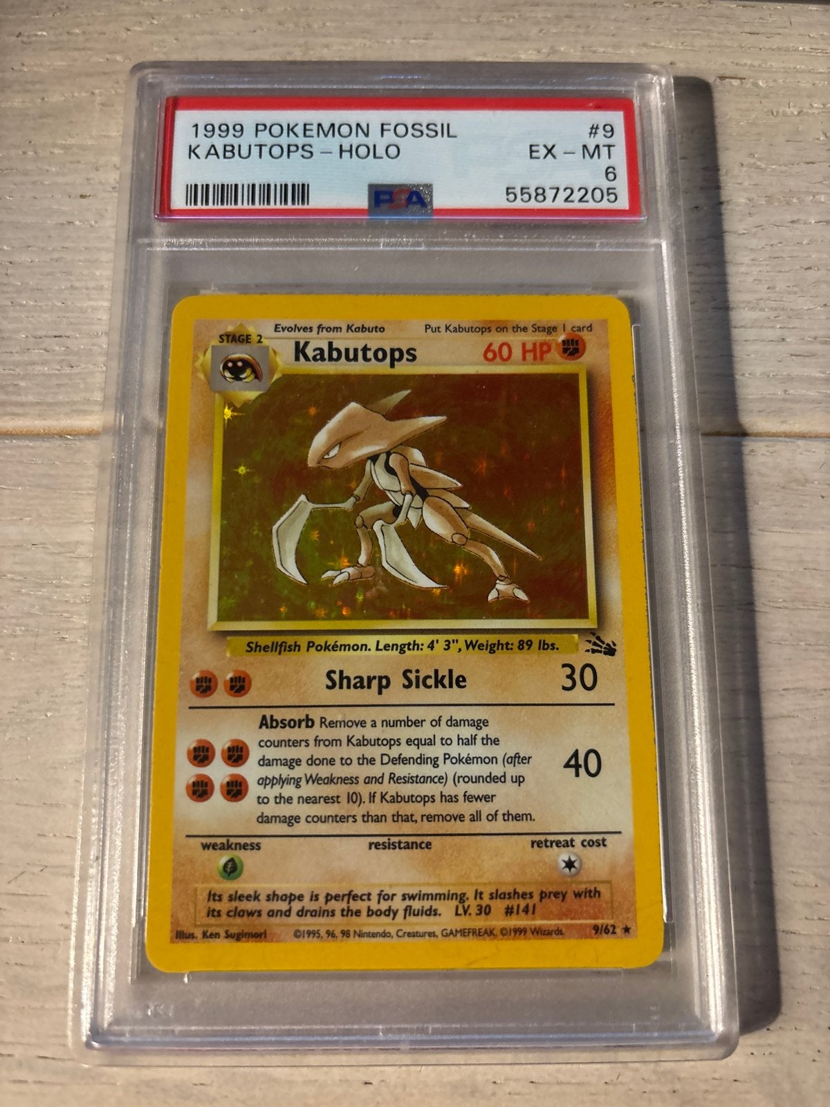 Pokémon Kabutops Holo 1999 Fossil PSA 6 EX-MT, Ophalen of Verzenden, Gebruikt, Losse kaart, Foil