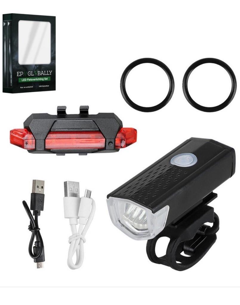 Nieuwe l fiets l verlichting l oplaadbare USB Led l, Ophalen of Verzenden, Nieuw, Batterij, Verlichtingsset