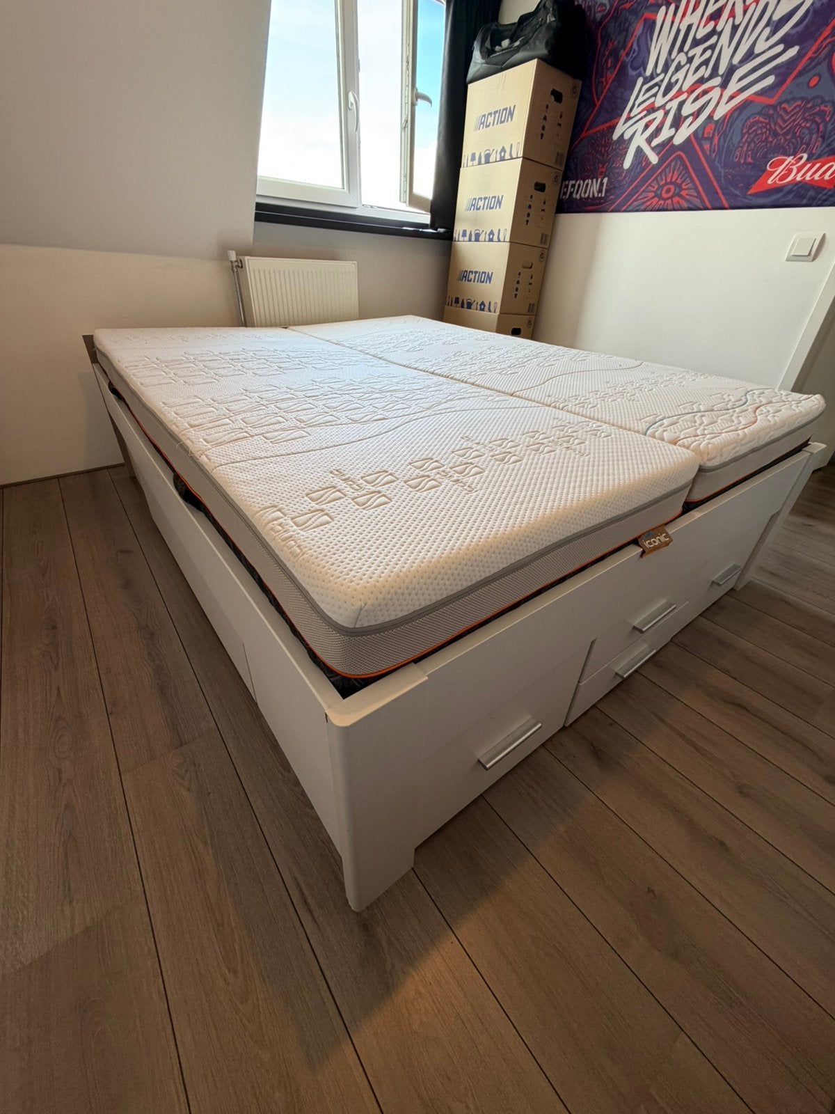 Tweepers. Bed Butiken - Beter Bed (160x200), Ophalen, Wit, Tweepersoons, Zo goed als nieuw