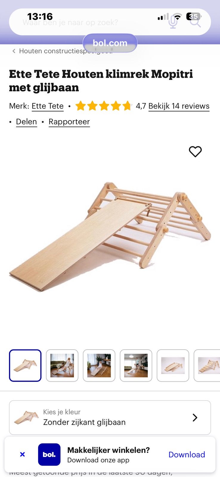 Ette Tette Houten klimrek met glijbaan voor kinderen, Ophalen, Zo goed als nieuw, Glijbaan