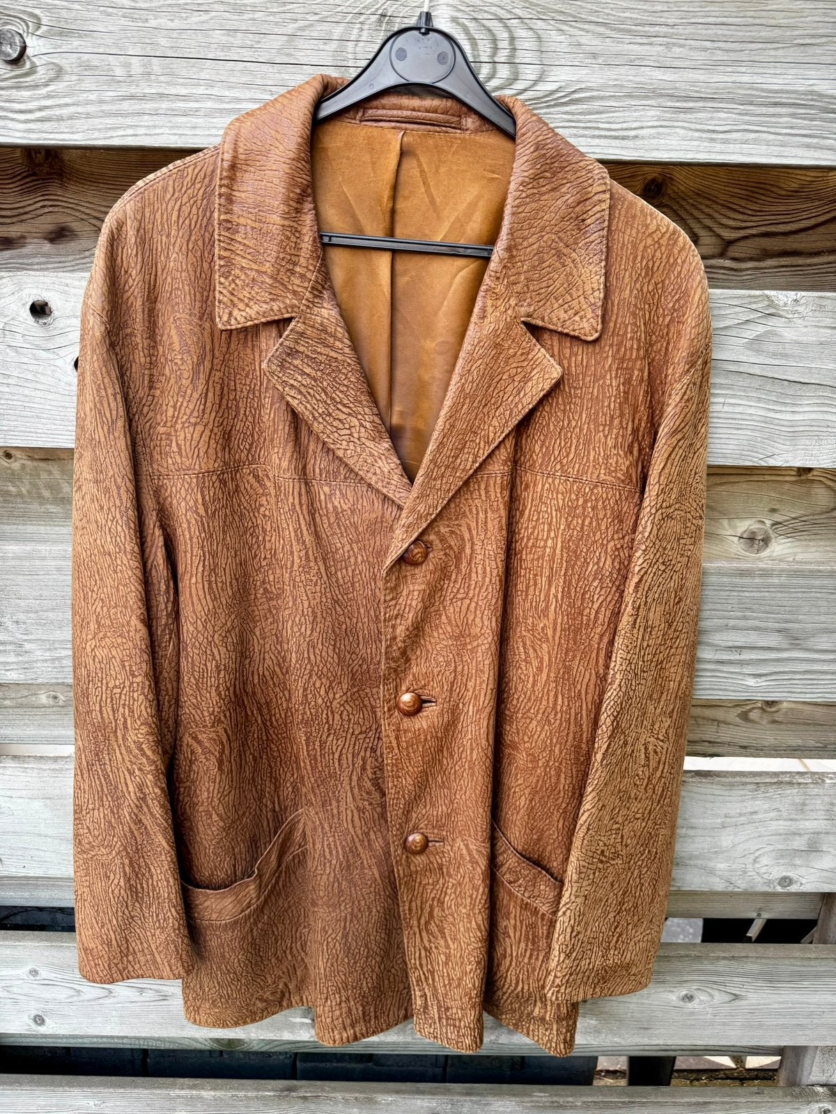 Vintage Gelmok Leren Jas ‘70  Reliëf Cognac L/XL, Ophalen of Verzenden, Maat 56/58 (XL), Bruin