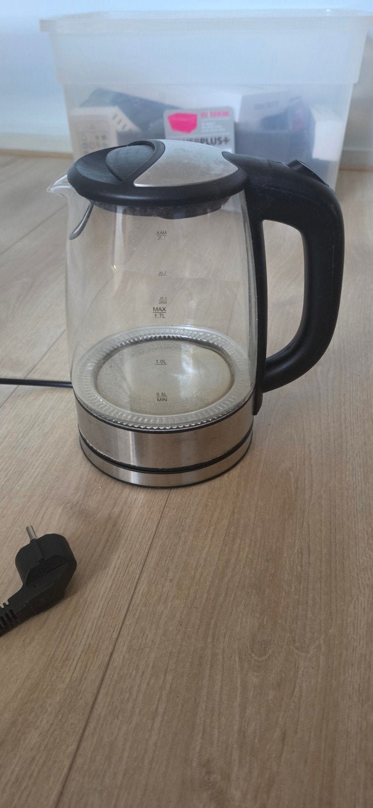 Glazen waterkoker met RVS accenten - 1.7L, Witgoed en Apparatuur, Waterkokers, Ophalen of Verzenden