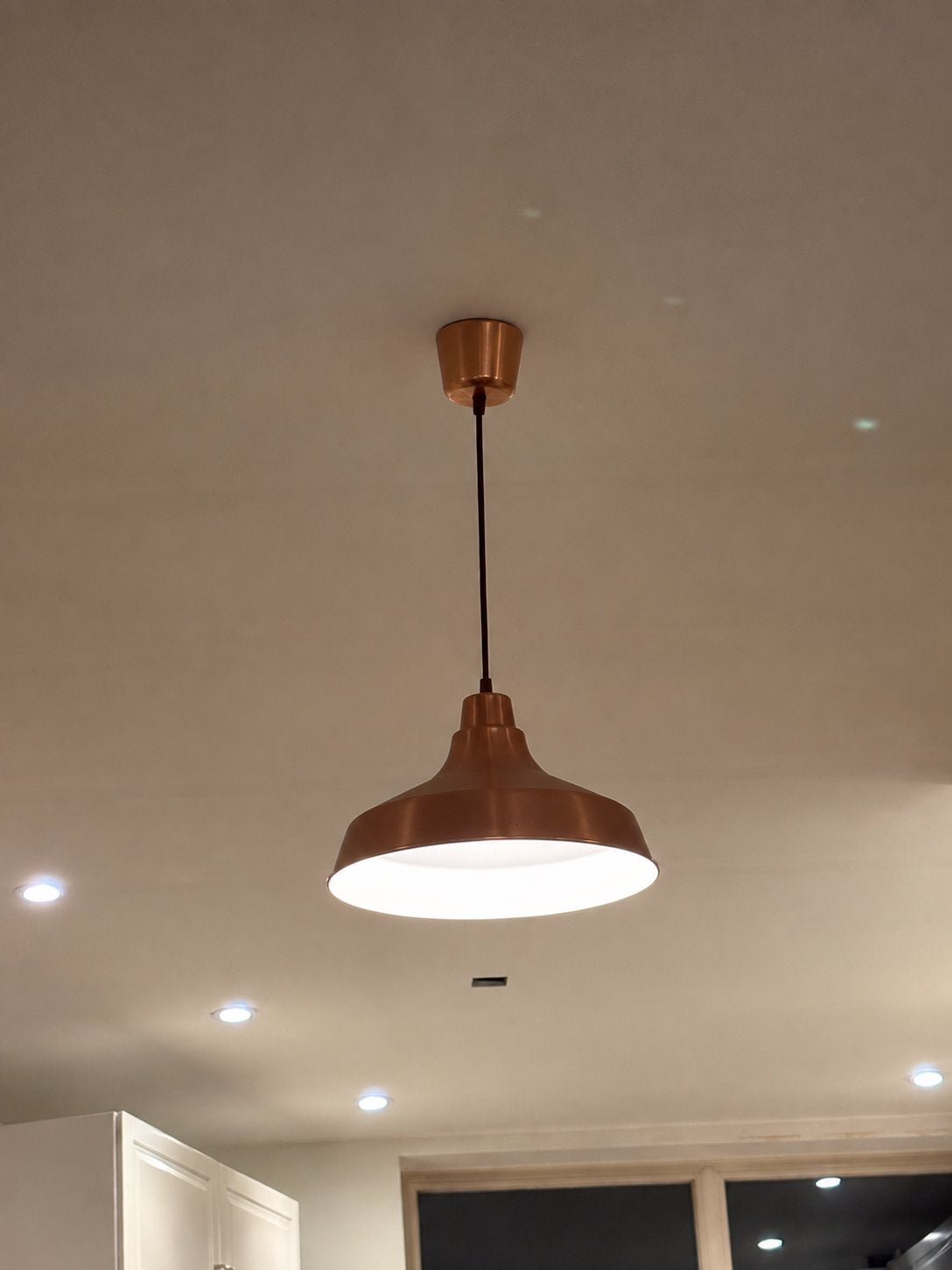 Koperen IKEA hanglamp - Modern en stijlvol, Ophalen, Gebruikt, E27 (groot), Metaal
