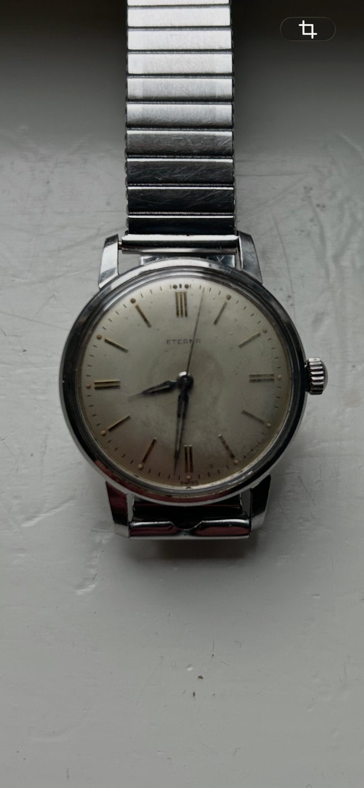 Eterna vintage herenhorloge 1954, Ophalen of Verzenden, Staal, Polshorloge, 1930 tot 1960