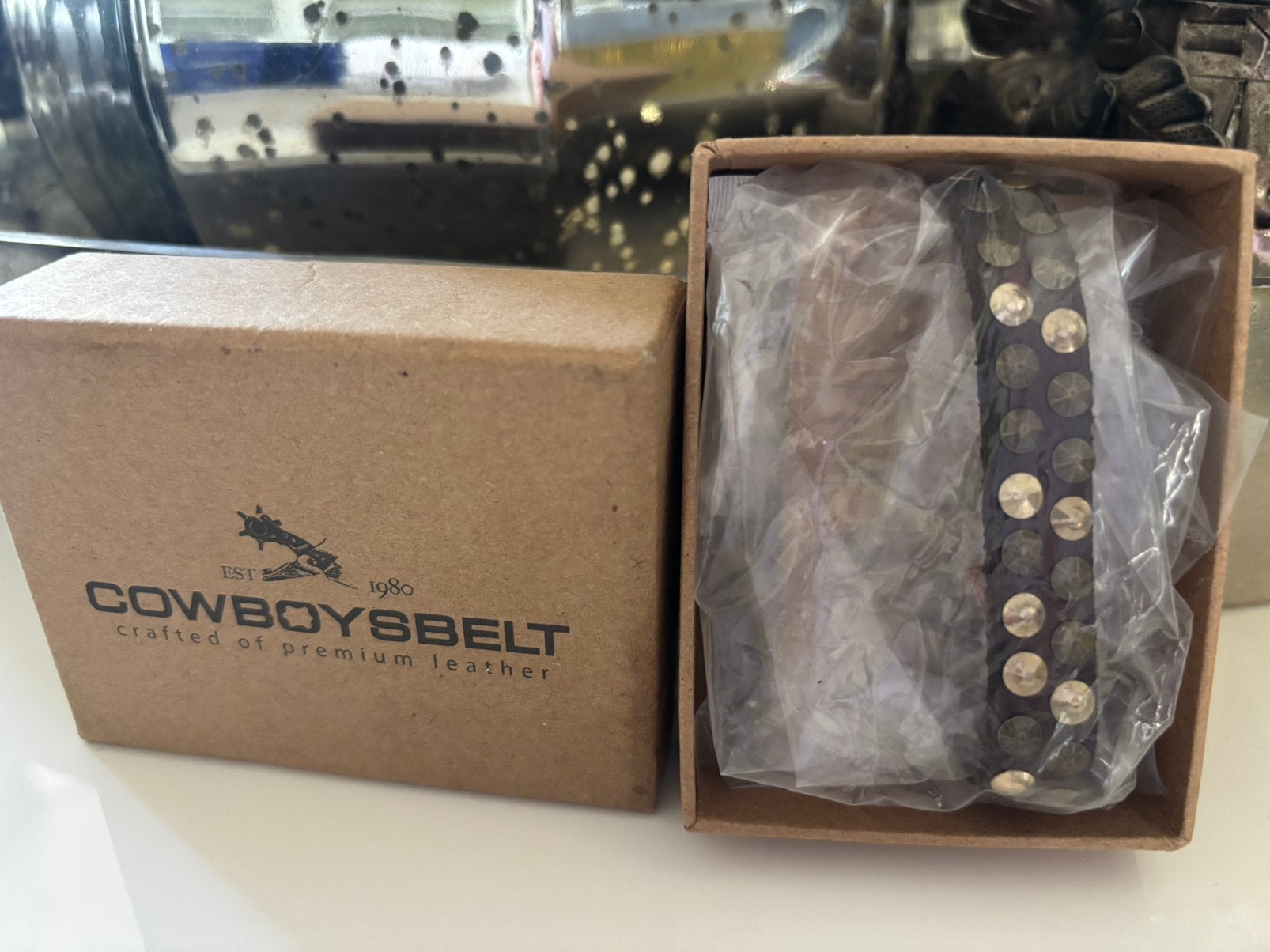 Cowboysbelt bruin Leren Armband met Studs - Nieuw -, Ophalen of Verzenden, Nieuw, Bruin, Leer