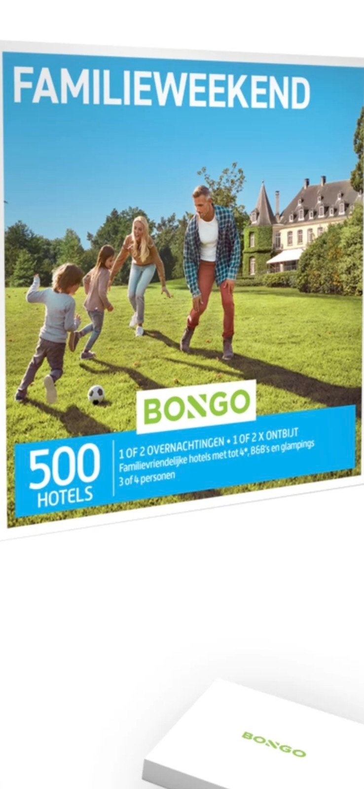 Bongo familieweekend cadeaubon. Waarde 199 euro, Tickets en Kaartjes, Twee personen, Cadeaubon, Overige typen