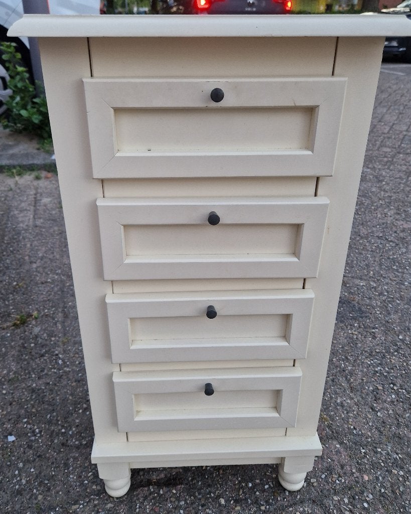 Witte houten ladekast 40 x 35 x h76 cm ,a, Ophalen, Minder dan 50 cm, Gebruikt, 3 of 4 laden