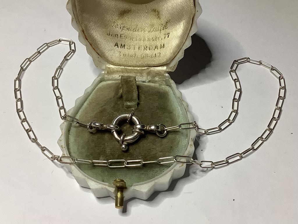 PRACHTIGE ZILVER SCHAKEL KETTING MET GROOT ZILVER SLOT, Sieraden, Tassen en Uiterlijk, Antieke sieraden, Verzenden, Zilver, Ketting