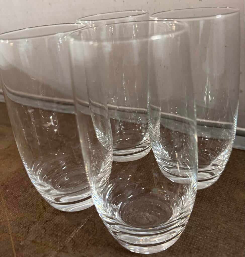 4 Schott Zwiesel kristal longdrink/waterglazen, Ophalen of Verzenden, Zo goed als nieuw