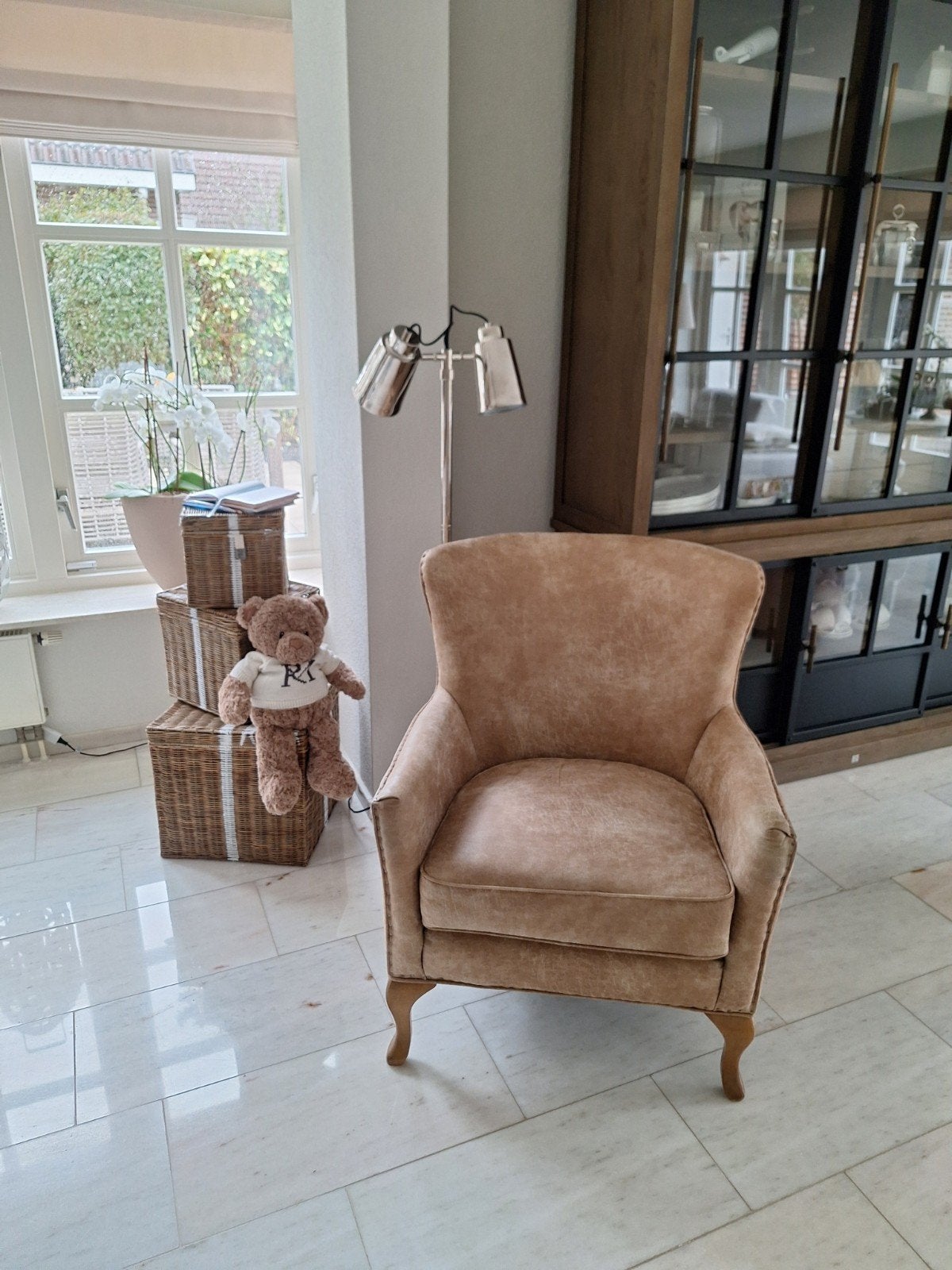 Riviera Maison Cavendish Fauteuil Camel Pellini Leer, Ophalen, Landelijk, Modern, Comfort, Zo goed als nieuw, 75 tot 100 cm
