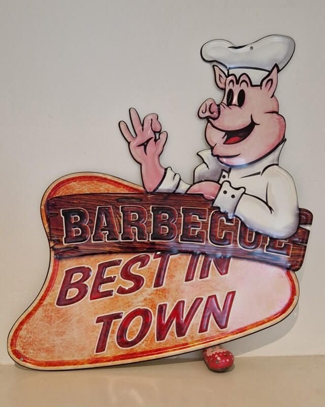 Barbecue, pig, wandbord, metaal, bbq, varken, Ophalen of Verzenden, Nieuw, Metaal, Decoratieobject