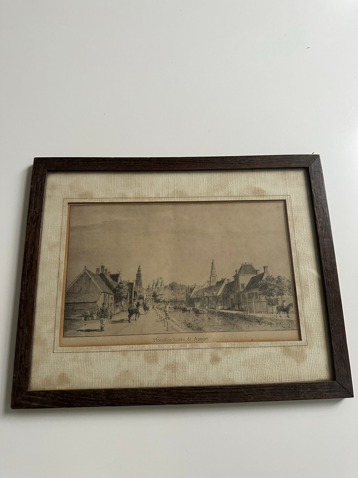Hoendiep buiten de Apoort - Antieke Gravure, Ingelijst, 1800 - 1899, Stadsgezicht, Ophalen of Verzenden