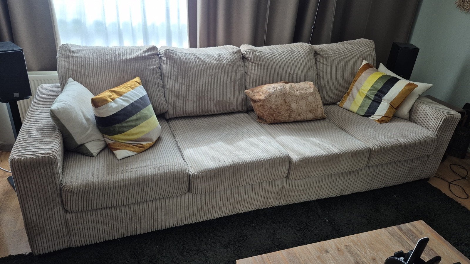 Pronto Monsego bankstel met fauteuil - Taupe Jumbo stof, Ophalen, 250 tot 300 cm, 75 tot 100 cm, Modern, Koloniaal
