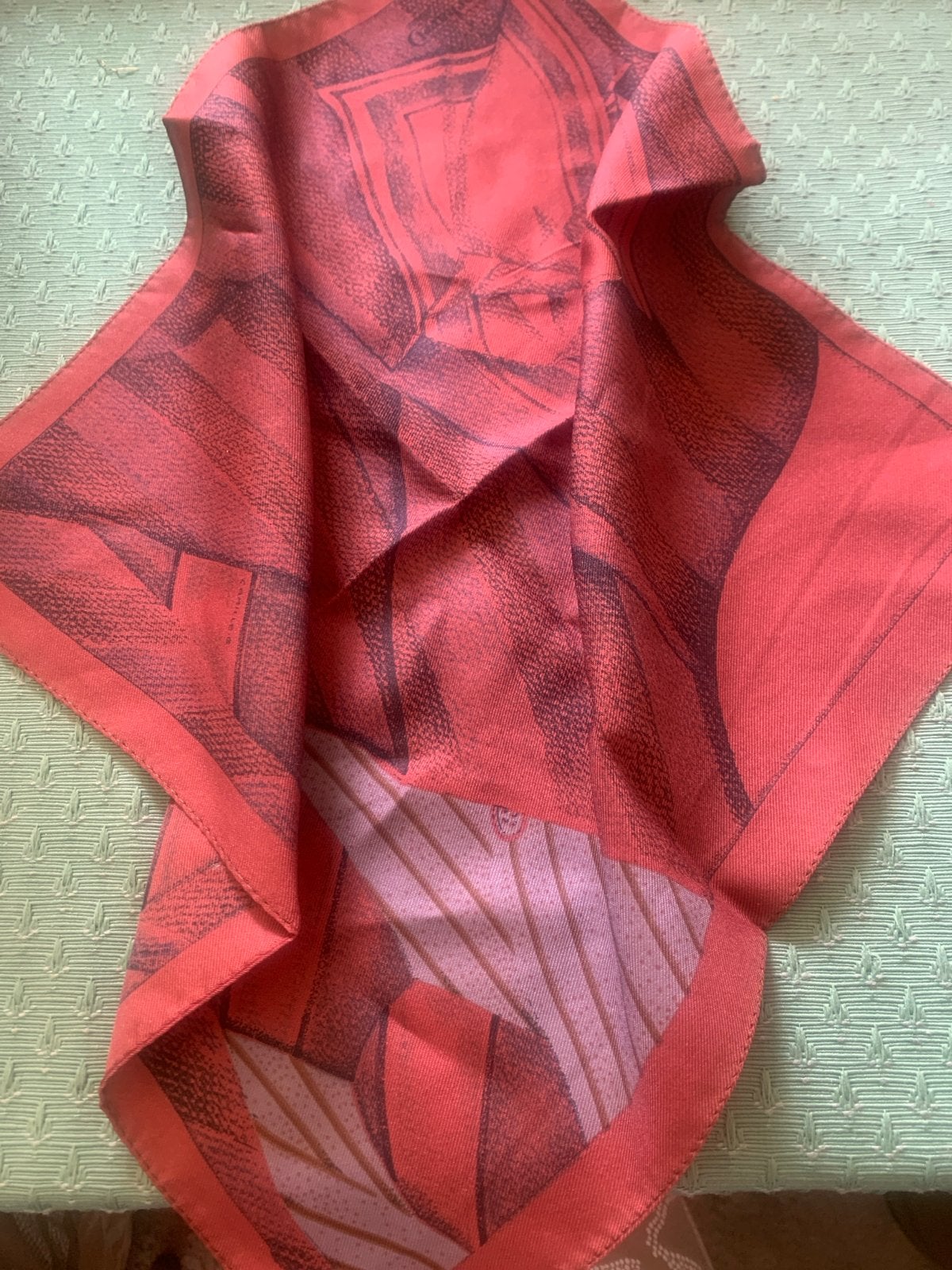 Italiaanse Pochet Polyester - Terra Rood Bruin Grijs Motief, Ophalen of Verzenden, Nieuw