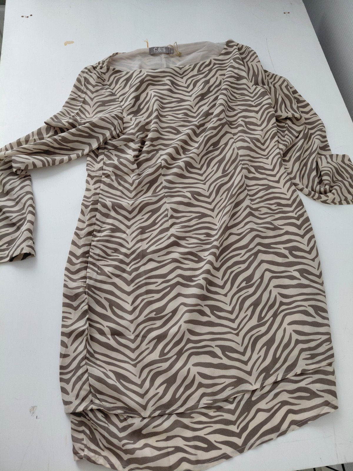 C&S Paris Zebra Print Jurk Maat S, Ophalen, Bruin, C&S Paris, Maat 36 (S)