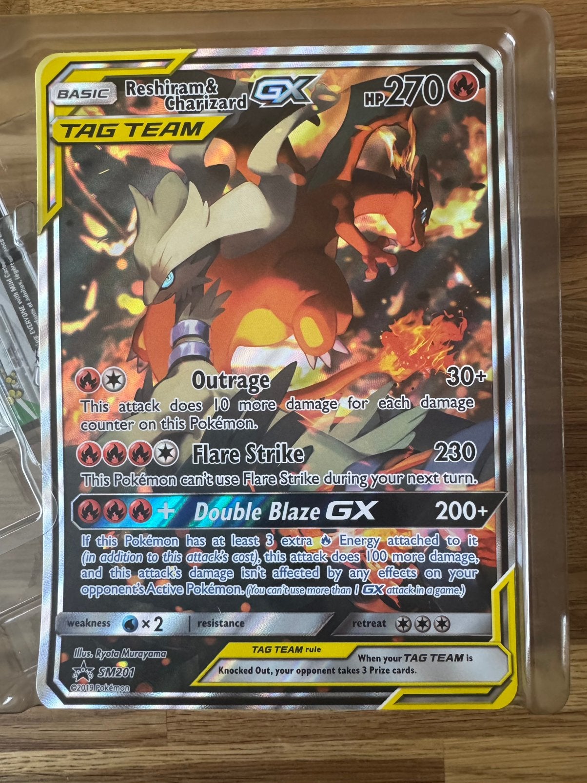 Pokemon Kaart Reshiram en Charizard GX Tag Team Promo Jumbo., Ophalen of Verzenden, Nieuw, Losse kaart, Foil