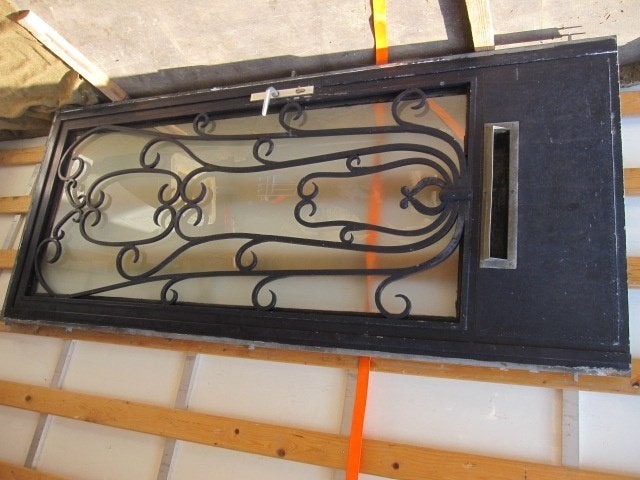 IJzeren art nouveau voordeur incl. kozijn 228,5x97,5, Gebruikt, Deurkozijn, Metaal, Inclusief glas