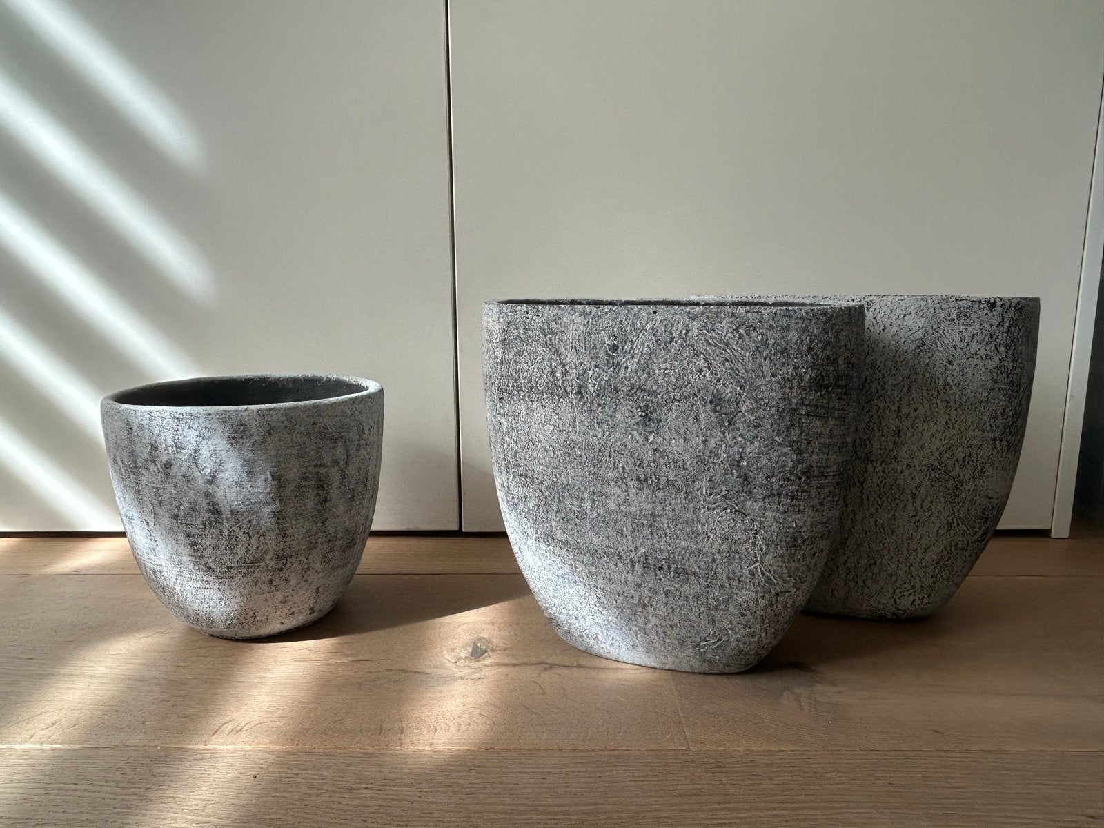 Set van 3 TS Collection bloempotten, Tuin en Terras, Overige materialen, Binnen, Zo goed als nieuw, Minder dan 40 cm