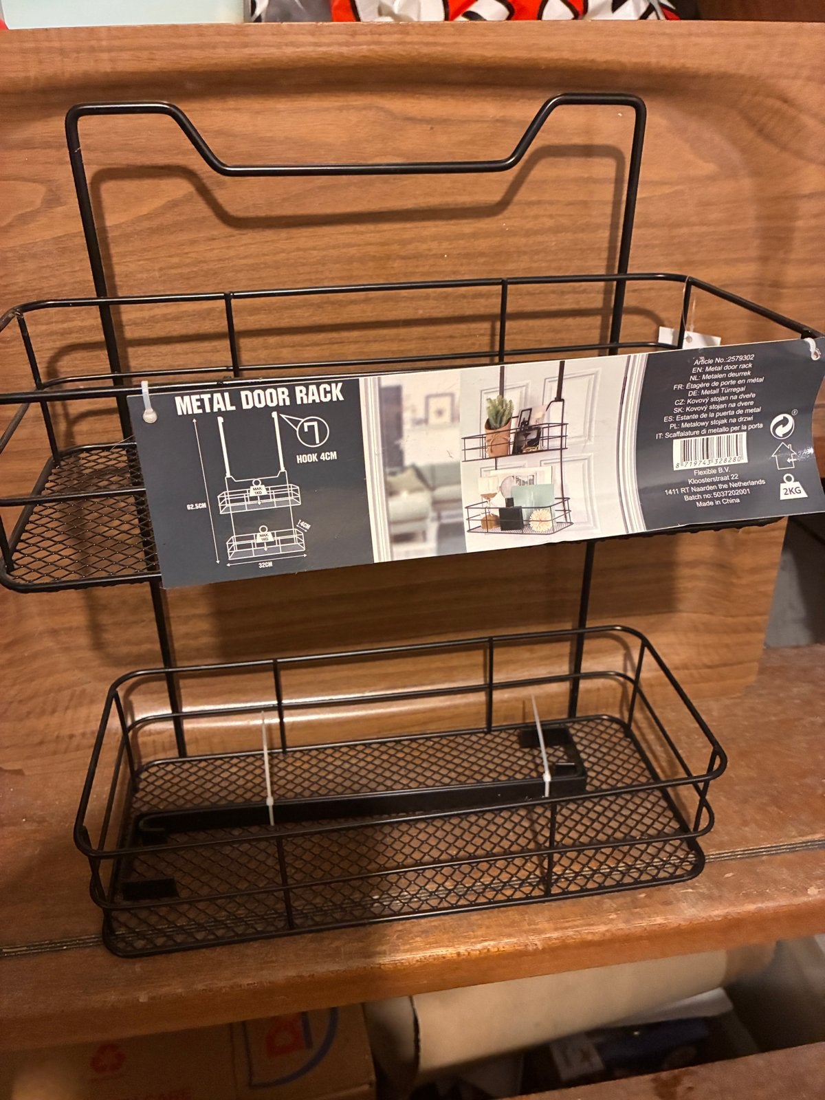 Nieuw metalen deurrek met 2 manden - zwart, Zwart, Nieuw, Ophalen of Verzenden, Metaal