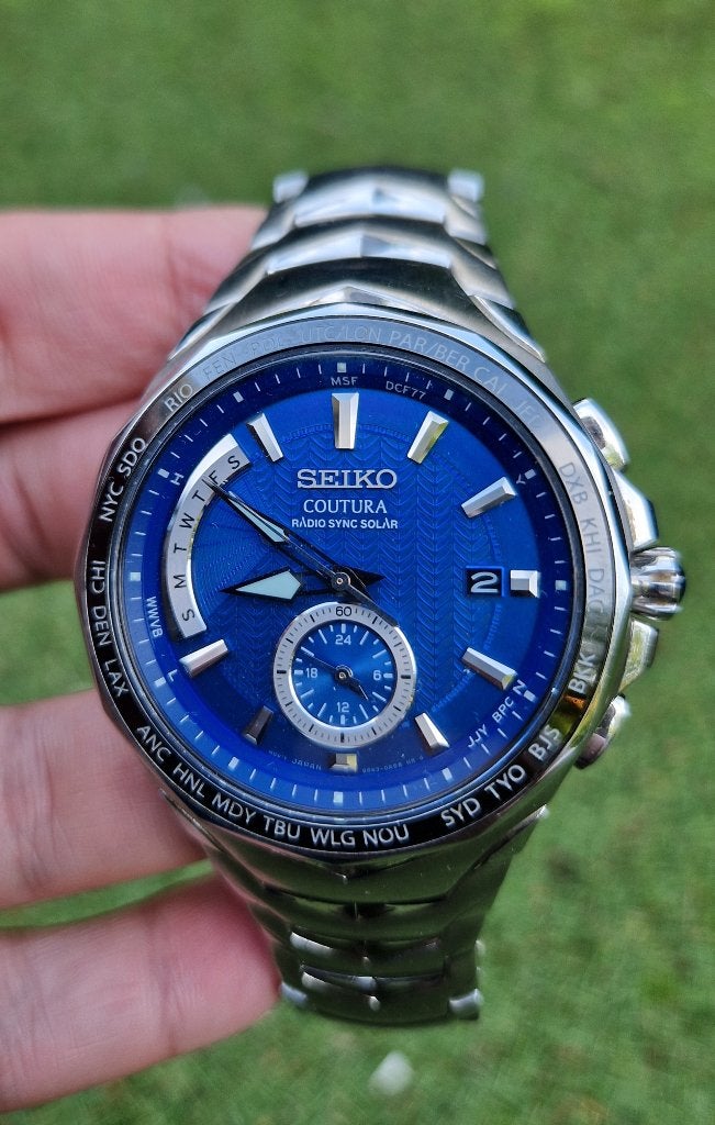 Seiko Solar Coutura Radio Sync SSG019 horloge saffierglas, Sieraden, Tassen en Uiterlijk, Gebruikt, Staal, Polshorloge, Ophalen of Verzenden