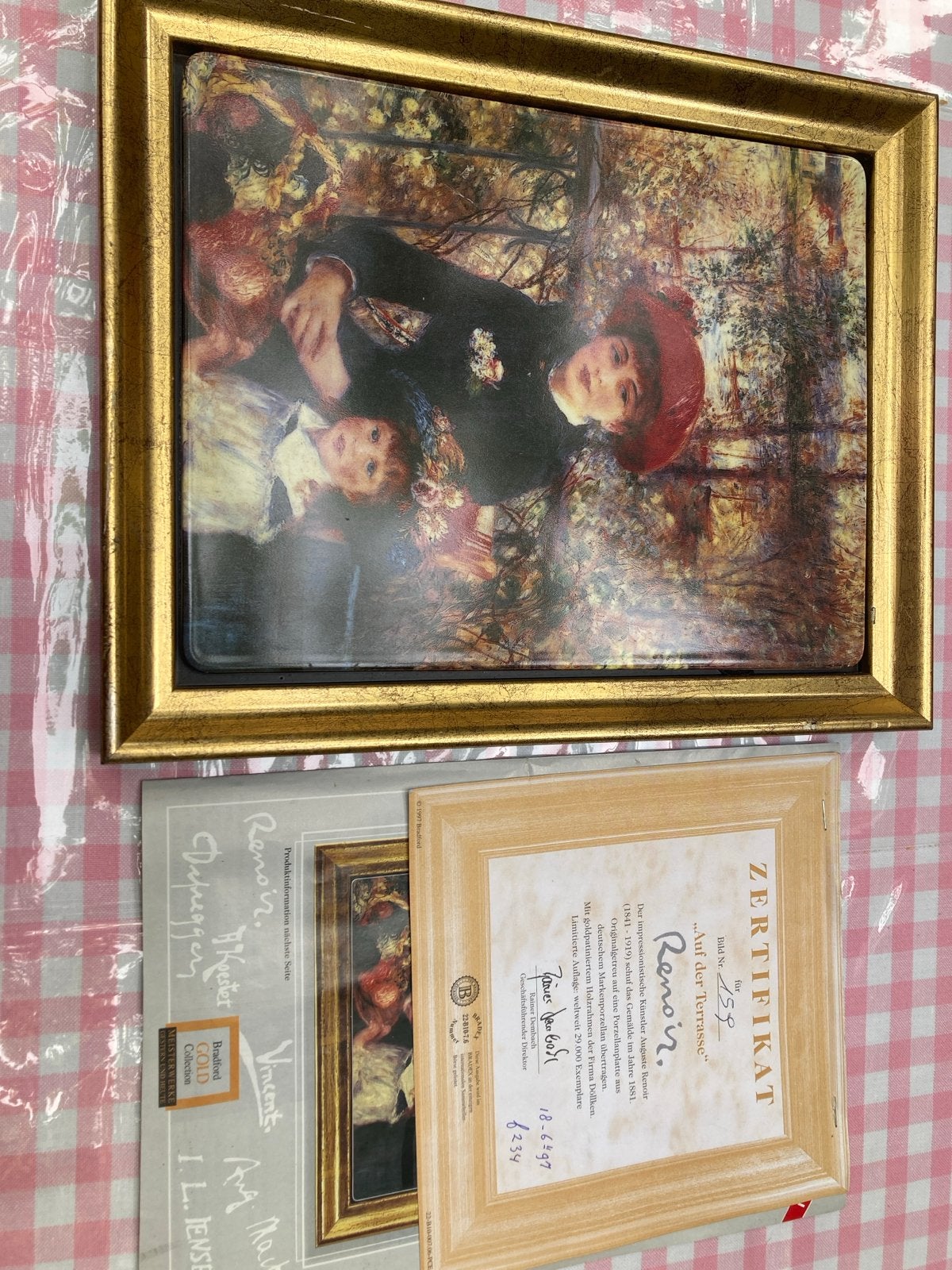 Renoir - Op het Terras - Bradex Certificaat, Portret of Personen, Overige ondergronden, Impressionistisch, Ophalen of Verzenden