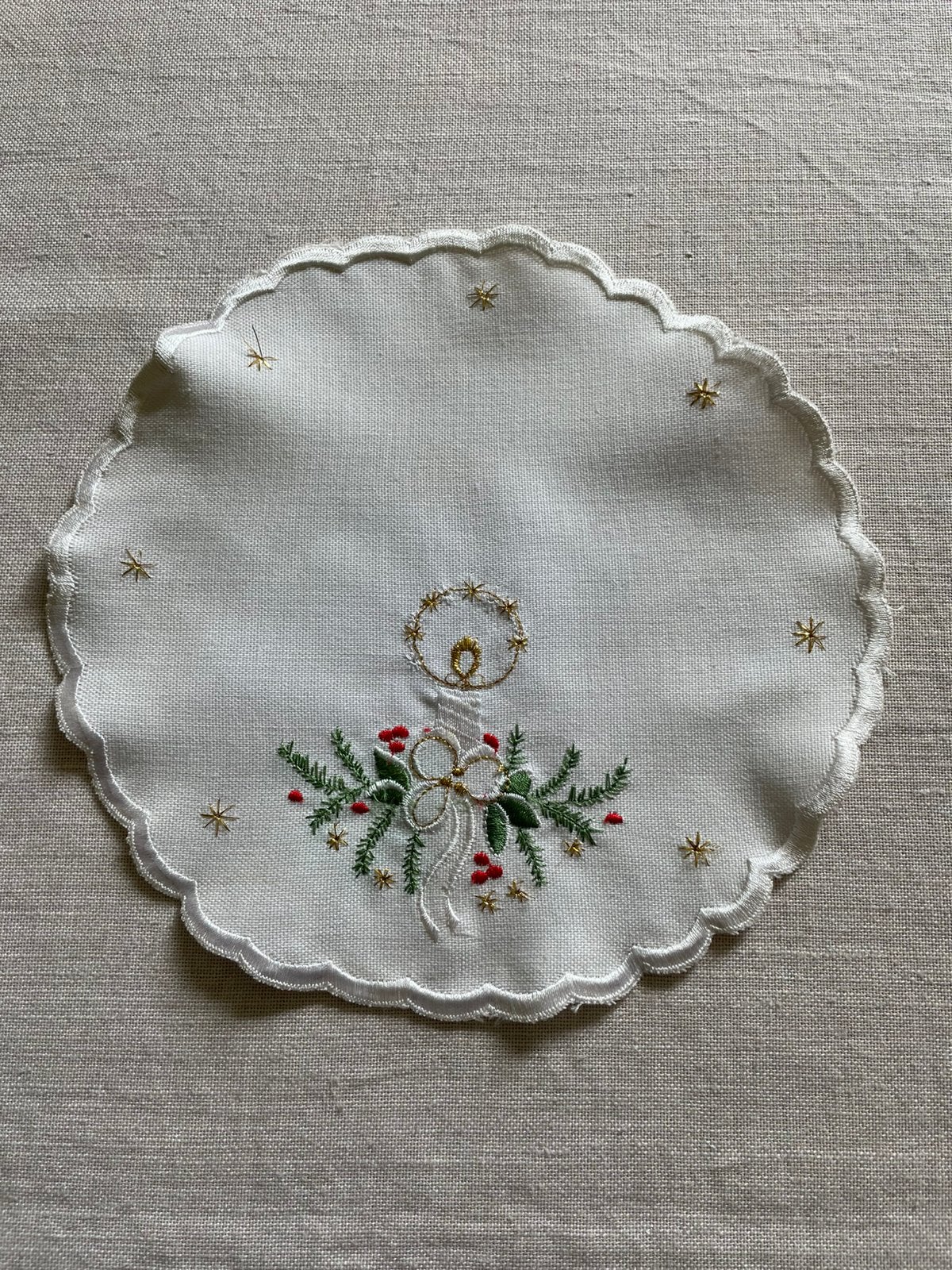 Vintage rond kerst kleedje België 1970s 🎄, Diversen, Kerst, Ophalen of Verzenden, Zo goed als nieuw