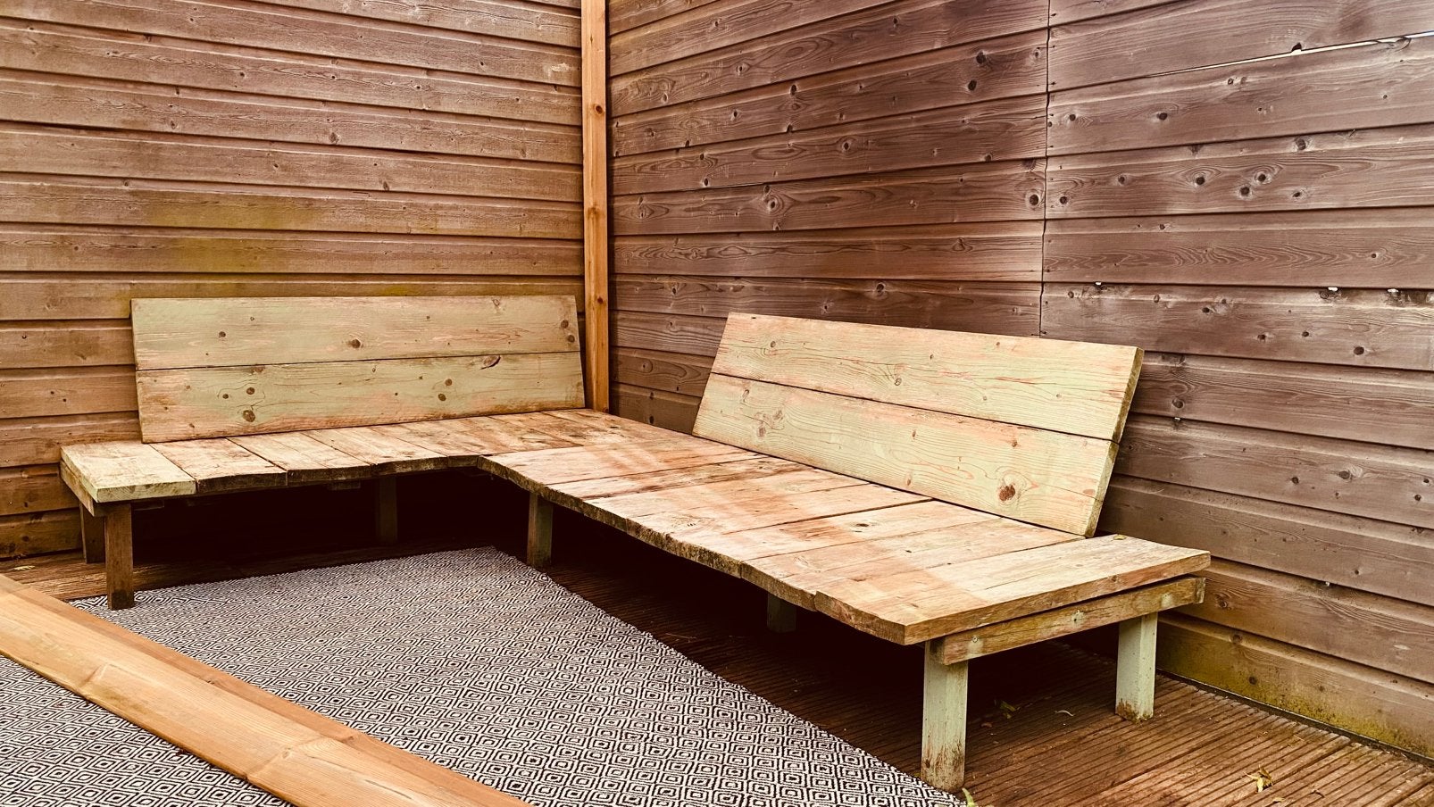 Loungebanken van steigerhout, Ophalen, Gebruikt, 6 zitplaatsen, Steigerhout