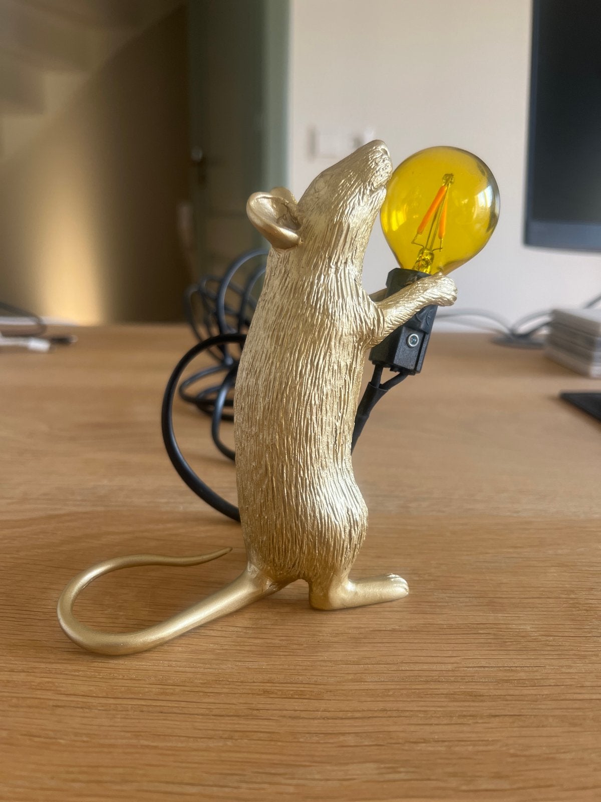 Seletti Mouse Tafellamp - Zo goed als nieuw, Figuurlamp, Kunststof, Overige merken, Goud
