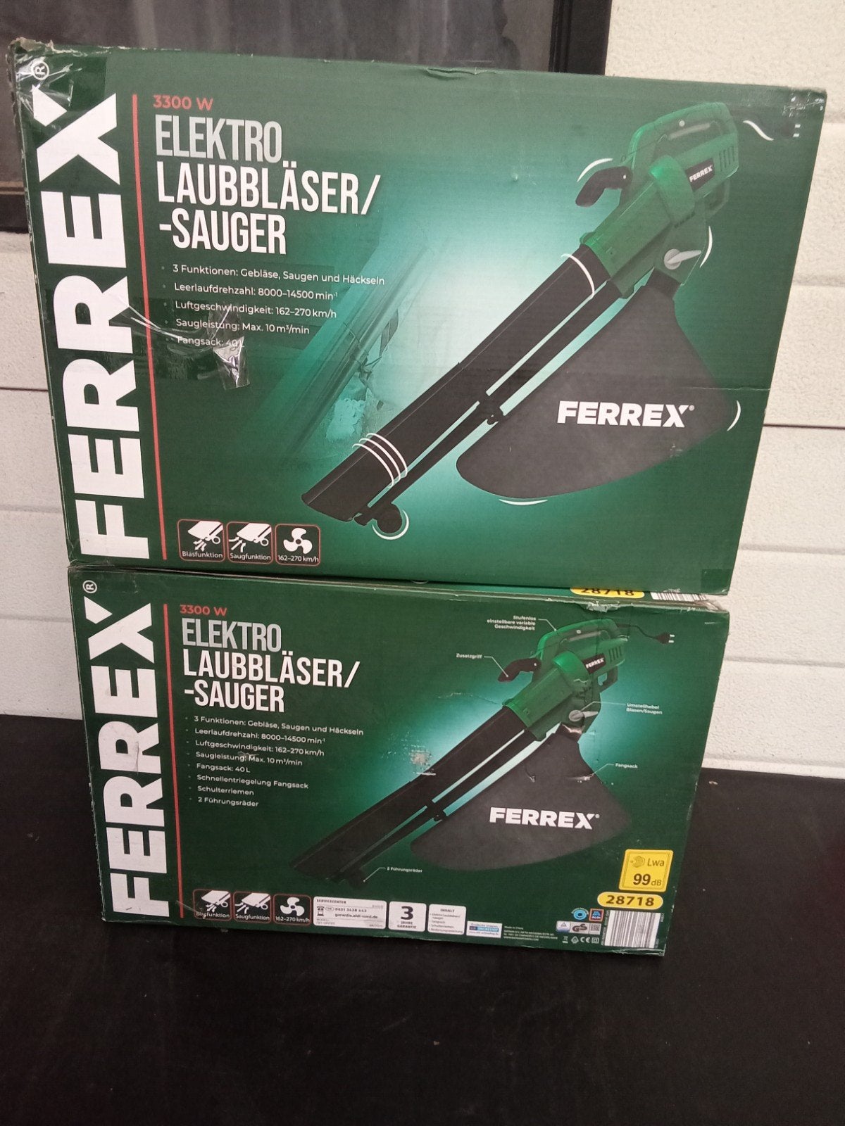 Partij Ferrex 3300W Elektrische Bladblazer/Zuiger - Nieuw, Ferrex, Met opvangzak, Handgedragen, Nieuw