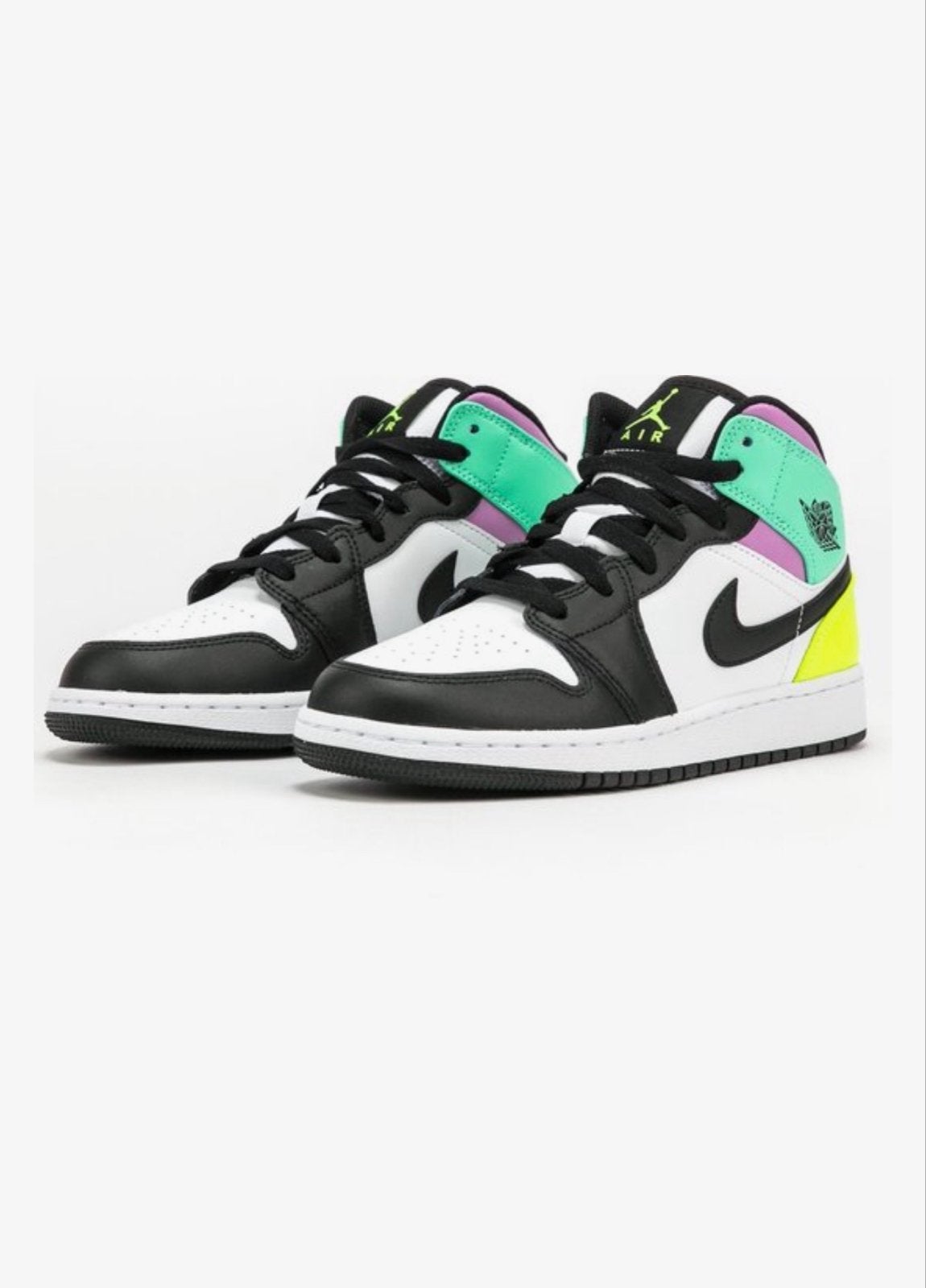 Nike Air Jordan 1 Mid SE - Zwart, Wit, Neon, Paars, Zwart, Nieuw, Ophalen of Verzenden, Sneakers of Gympen