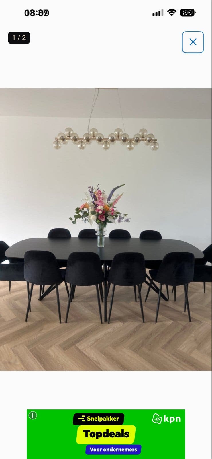 Eettafel Kas 20 - Zwart Ovaal (240x100 cm), Huis en Inrichting, Ophalen, 100 tot 150 cm, 200 cm of meer, Zo goed als nieuw