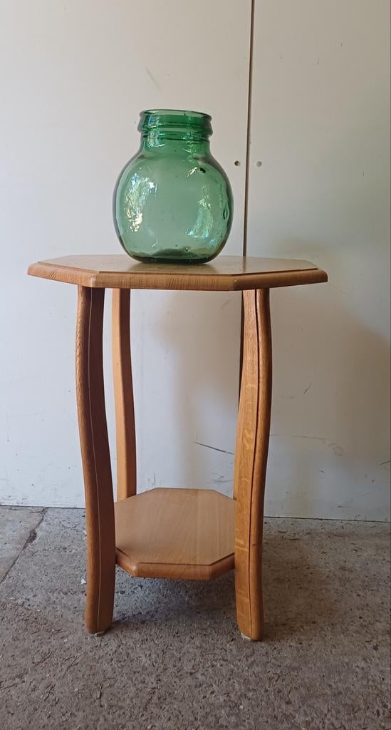 Vintage eiken houten bijzettafeltje plantentafeltje, Huis en Inrichting, Tafels | Bijzettafels, Ophalen, Rechthoekig, Minder dan 55 cm