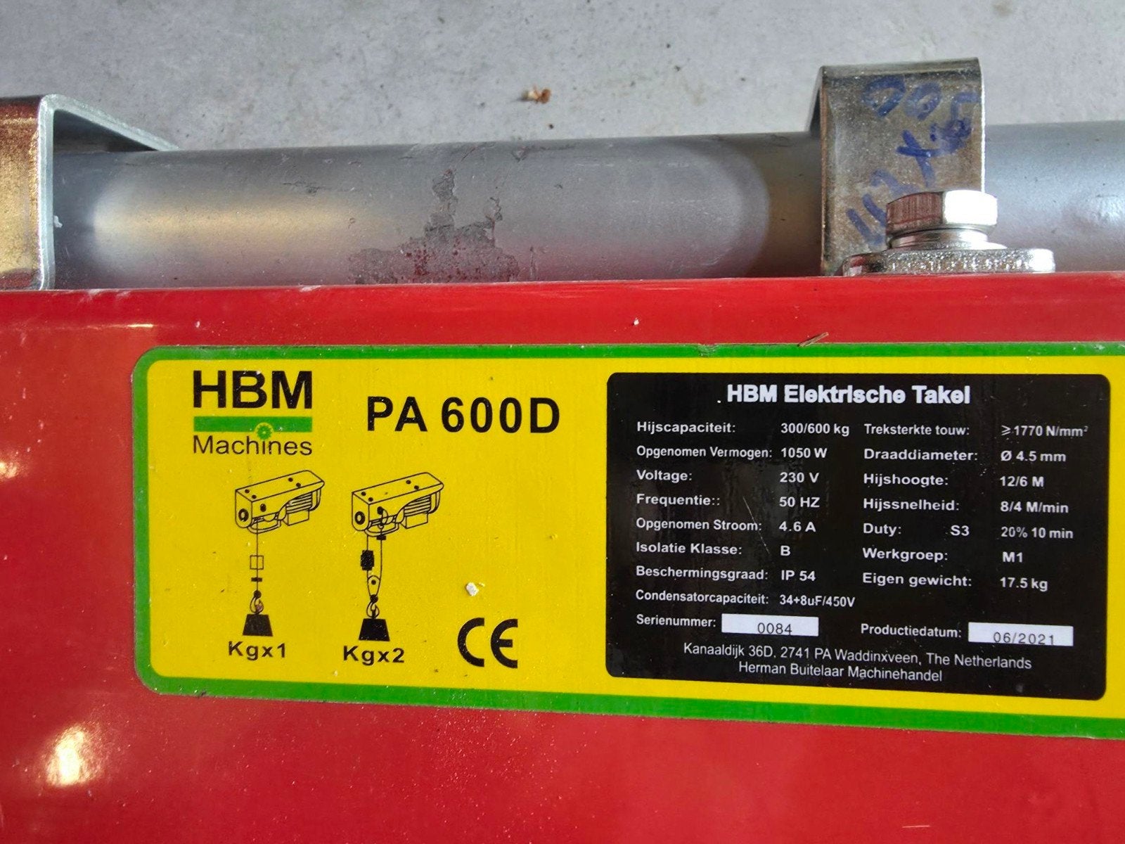 HBM PA 600D Elektrische Takel - Zo goed als nieuw, Ophalen of Verzenden, Zo goed als nieuw