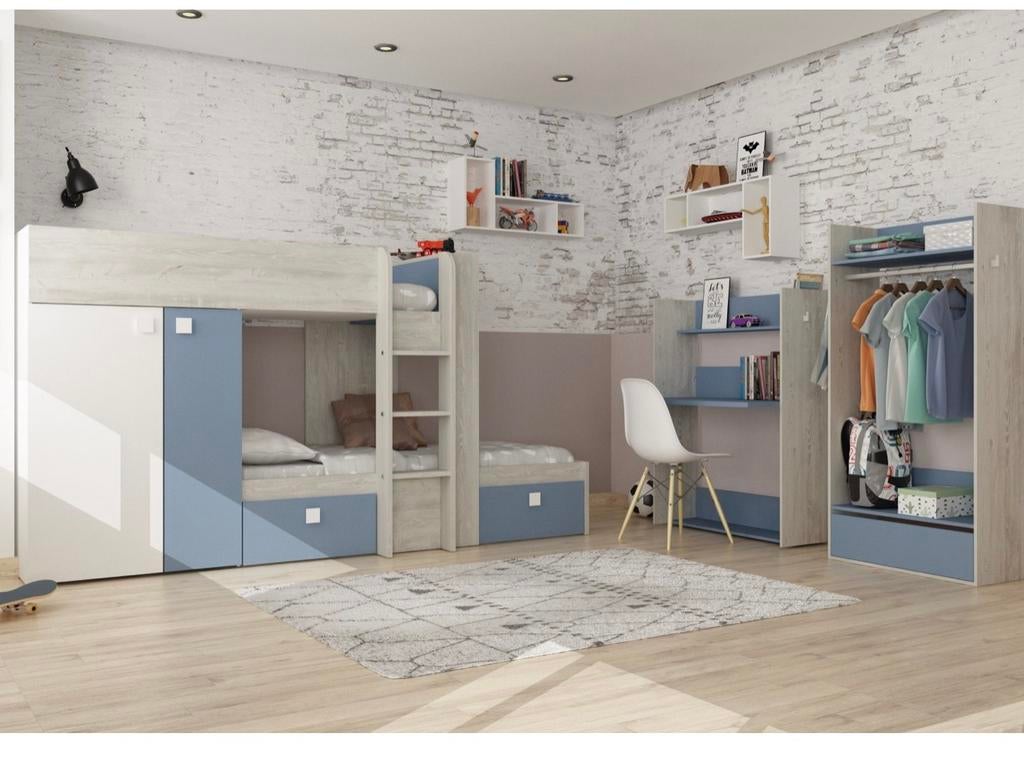 Stapelbed met kast en bureau - Ideaal voor kleine kamers, Ophalen, Zo goed als nieuw