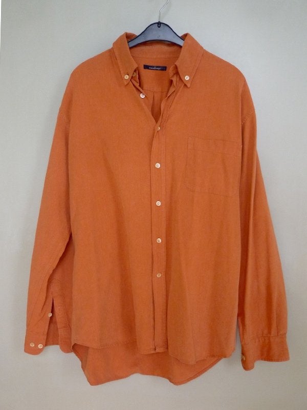 Ermenegildo Zegna, luxe italiaans overhemd, oranje, maat XL, Oranje, Ophalen of Verzenden, Zo goed als nieuw, Ermenegildo Ozegna